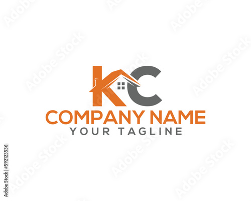 Abstract KC Letter Creative Home Shape Logo Design. Unique Real Estate, Property, Construction Business identity Vector Icon. 