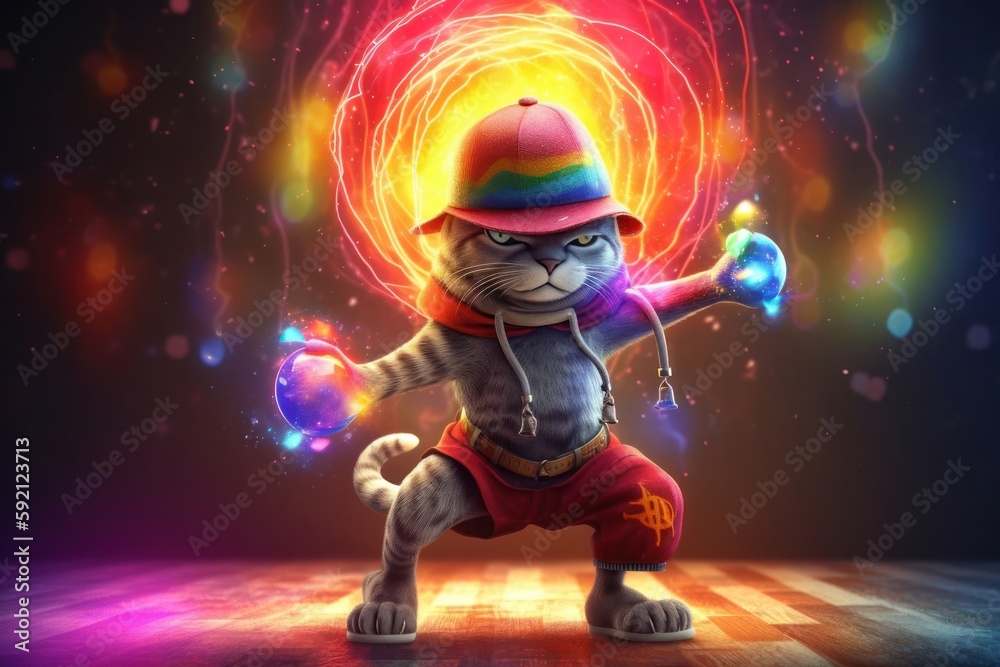 Fototapeta premium Cat House Music Party Animal Having Fun Generative AI