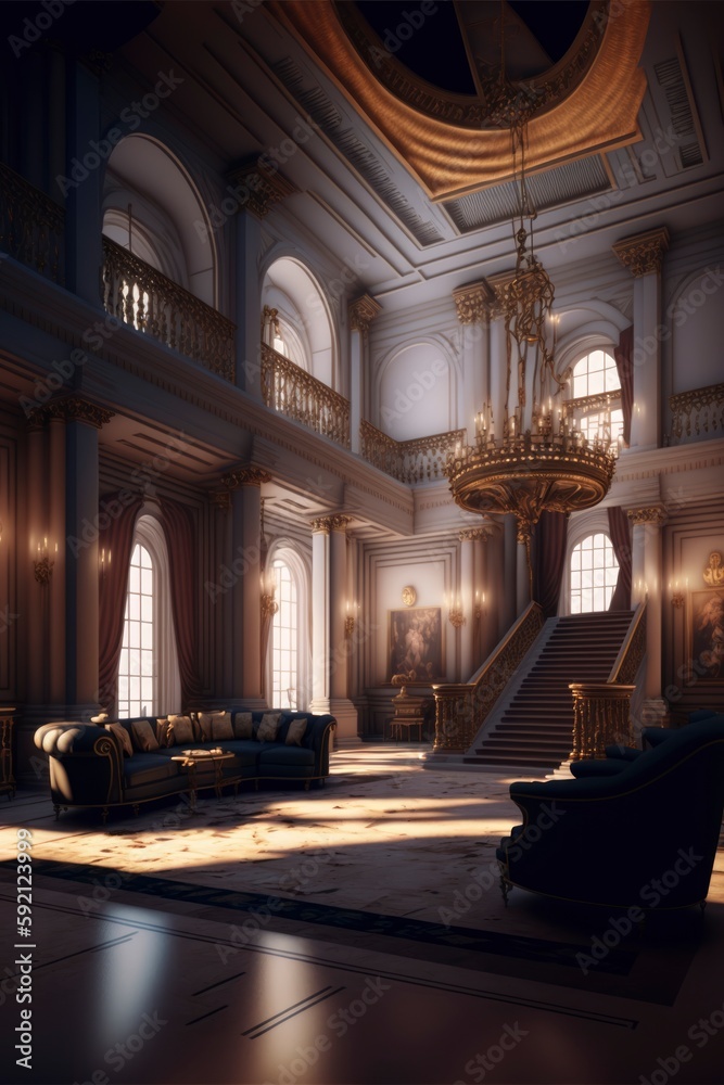 luxury hotel waiting room lobby, interior of mansion entrance, very ...