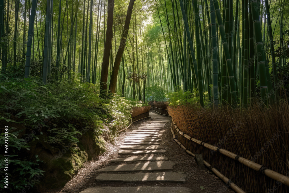 Fototapeta premium footpath in the bamboo forest