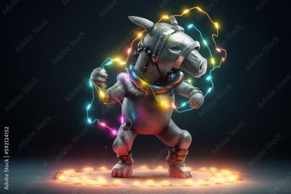 Fototapeta premium Donkey Funky Dancer Ready To Dance Generative AI