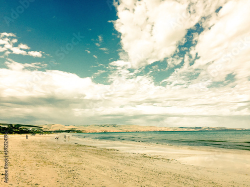 Vintage-style photo of beach and sea at Grange, South Australia