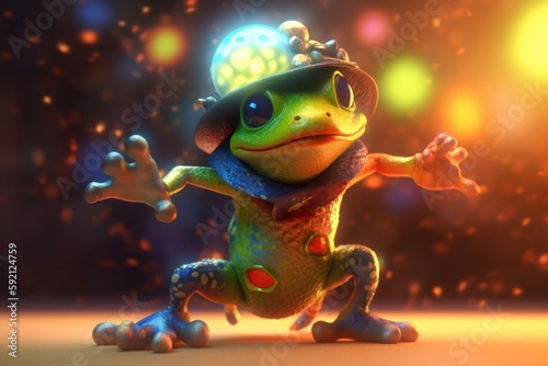 Frog Hip Hop Party Animal Ready To Dance Generative AI