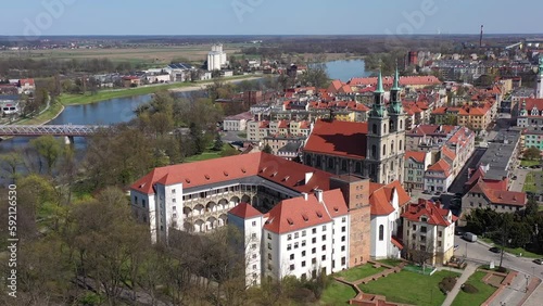 Aerial view of the Castle and museum of the Silesian Piasts in Brzeg, Poland. photo