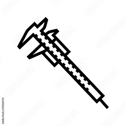 vernier gauge tool work line icon vector illustration