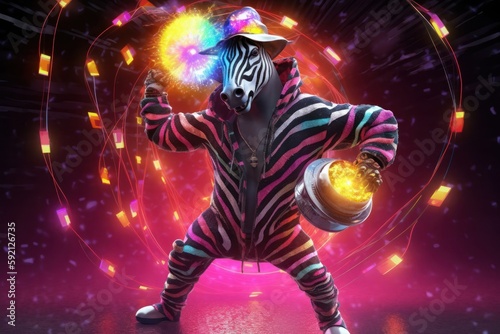 Zebra Hip Hop Dancer Ready To Dance Generative AI