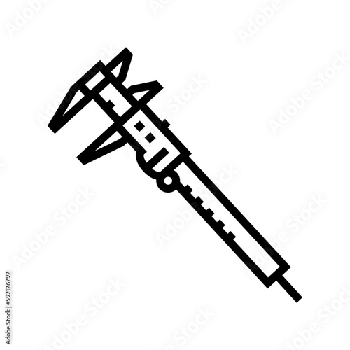 caliper tool work line icon vector illustration