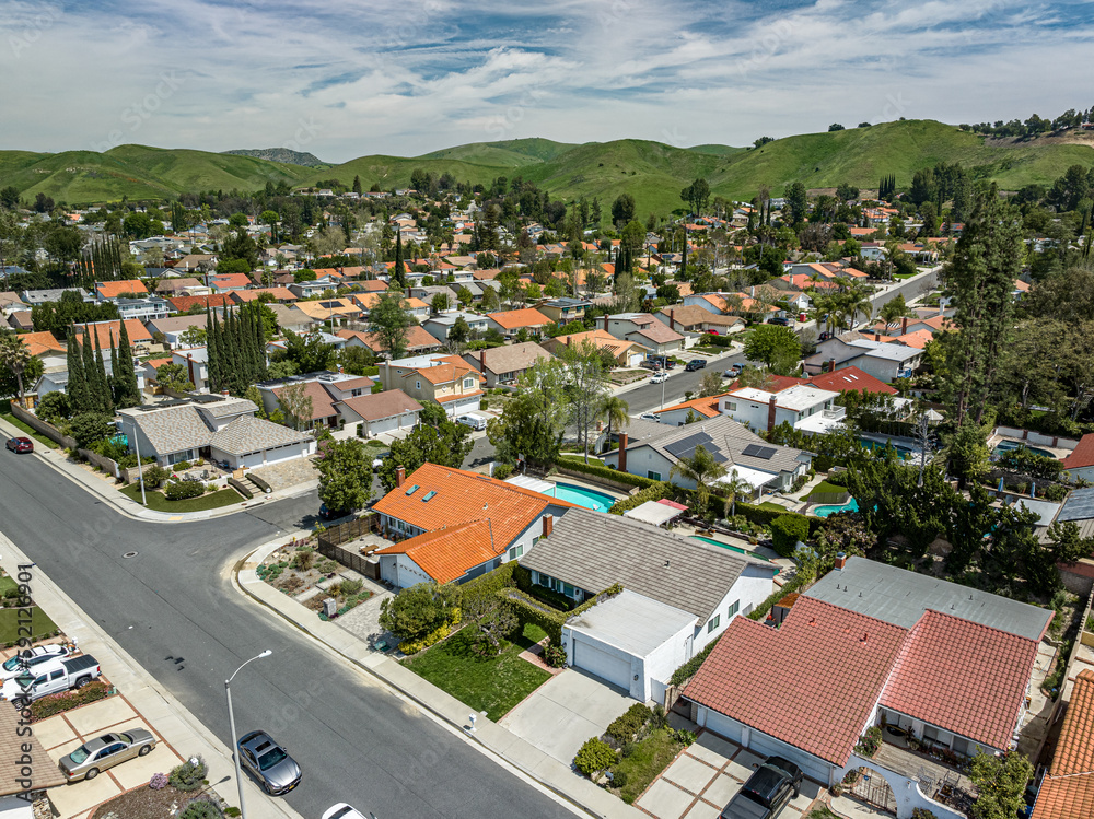 Fototapeta premium Aerial View of a Suburban Southern California Neighborhood