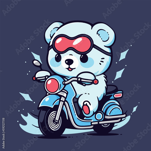 Bear on a motorcycle cartoon character
