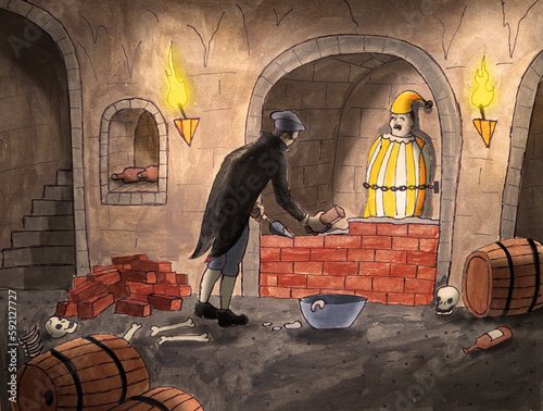 Fotografie From Poe's Cask of Amontillado, Fortunato meets his fate