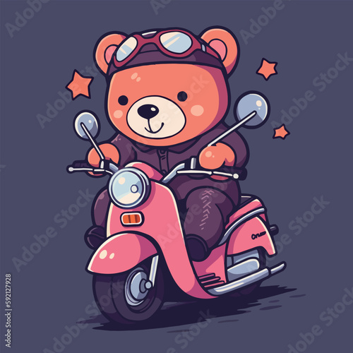 Bear on a motorcycle cartoon character