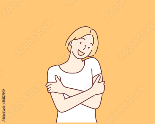 Love yourself. Love your body concept. Hand drawn style vector design illustrations.