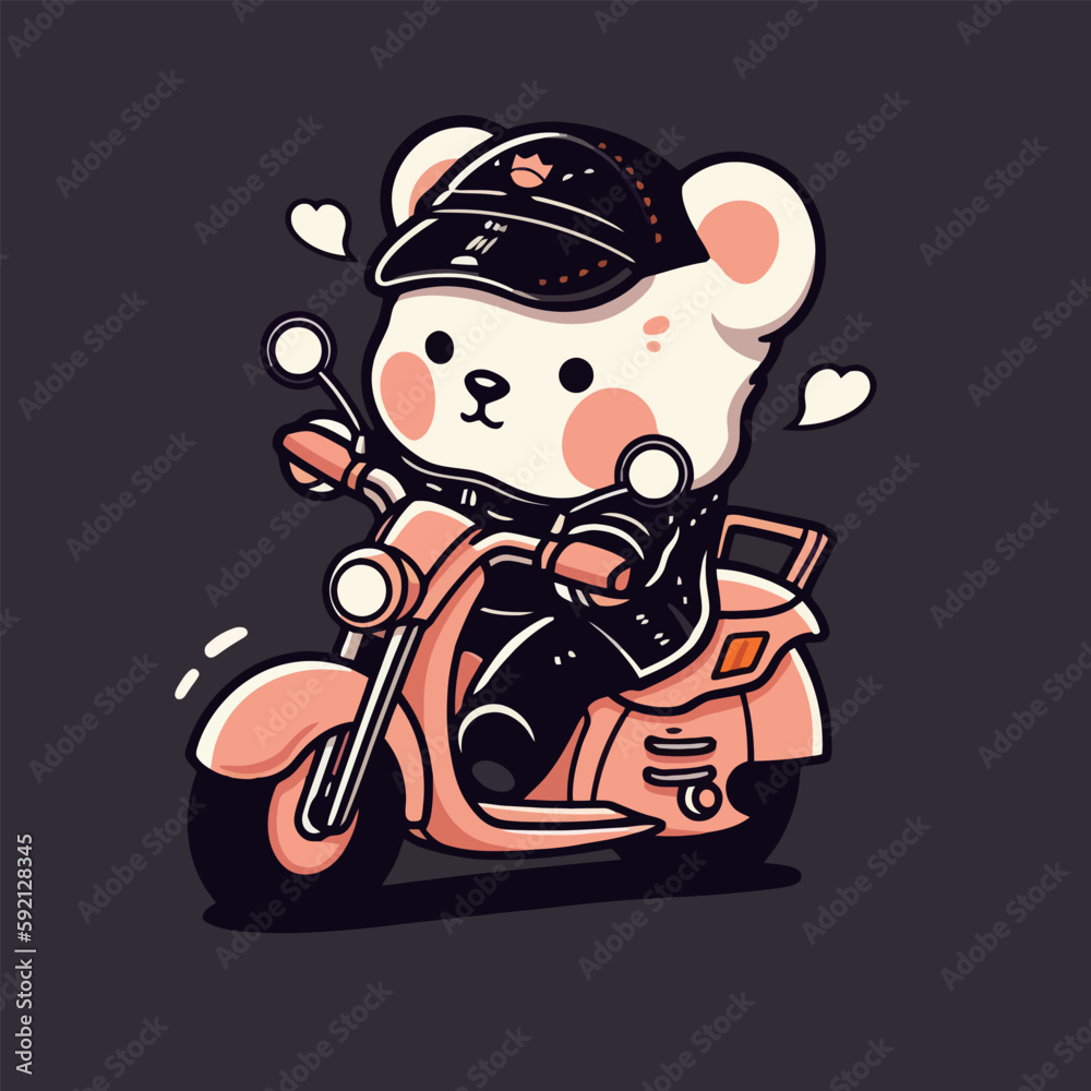 Fototapeta premium A bear on a motorcycle with a hat
