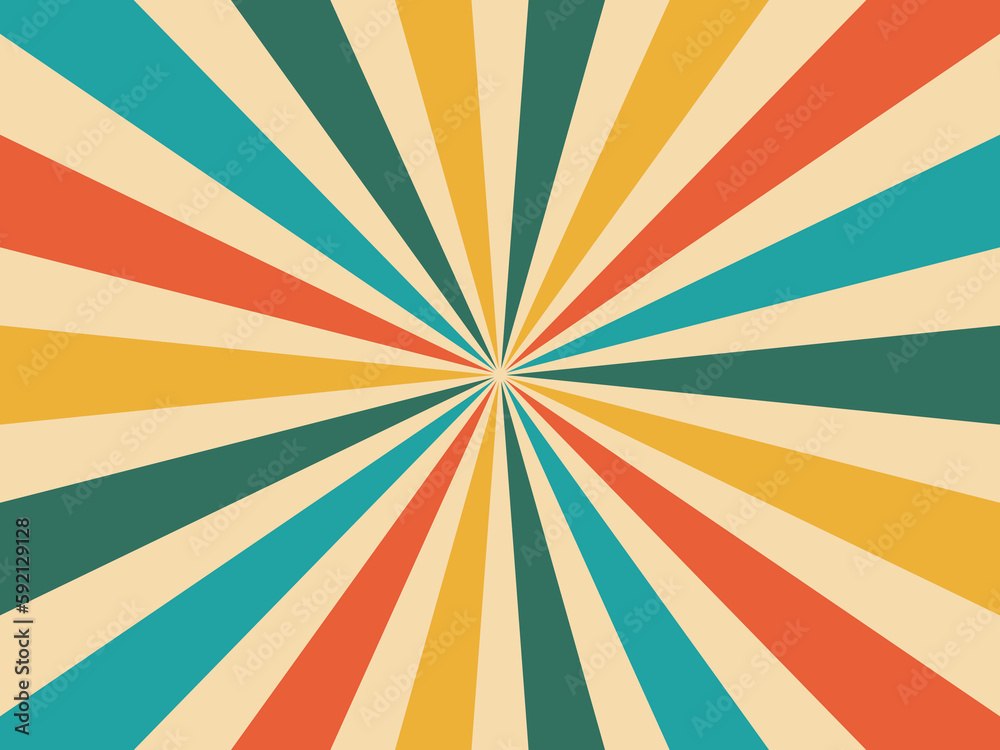 Retro background with colorful rays or lines in the middle. Sunburst or sun burst retro background. Eps 10