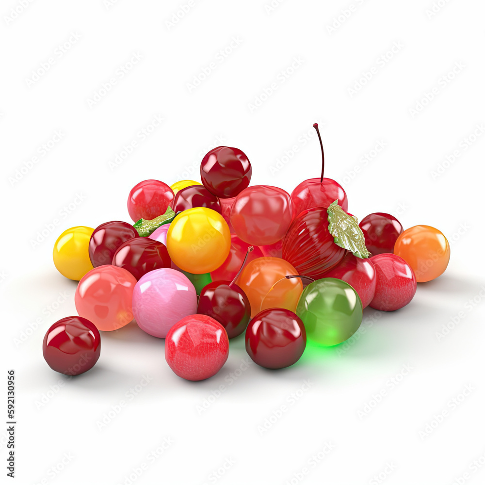 Obraz premium Candy on white background, isometric. Generative AI