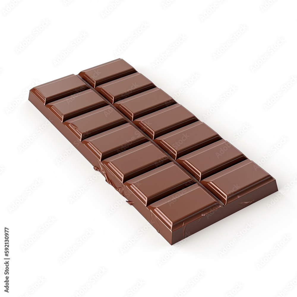 Chocolate bar on white background, isometric. Generative AI Chocolate bar on white background, isometric. Generative AI