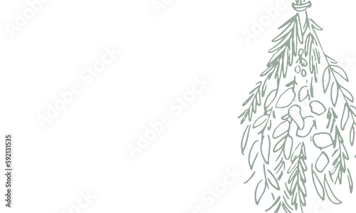 線画。線画ベクターイラスト。ナチュラルイメージの植物背景。