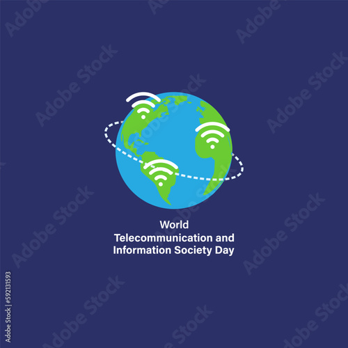 Vector illustration of World Telecommunication and Information Society Day 17 May social media story feed mockup template post