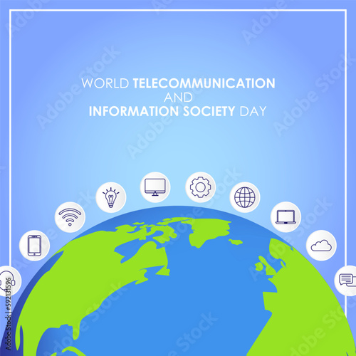 Vector illustration of World Telecommunication and Information Society Day 17 May social media story feed mockup template post