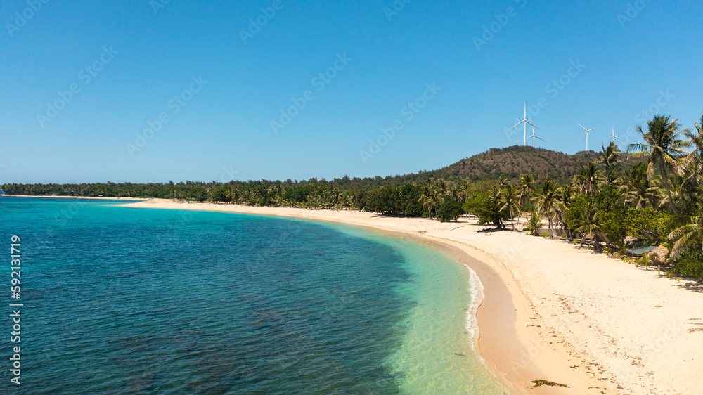 Beautiful sea landscape beach with turquoise water. Pagudpud, Ilocos Norte, Philippines.
