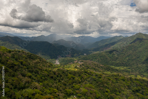 Tropical landscape with mountains and jungle in Philippines.