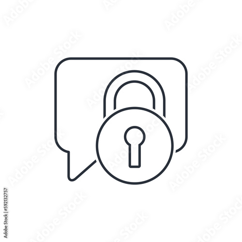 Closed chat, correspondence. Private сonversation. Vector linear icon isolated on white background.