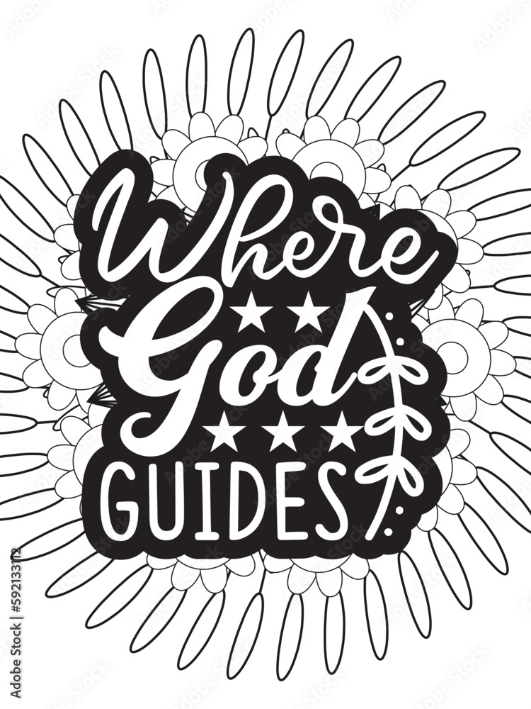 Religious Quotes Coloring pages. Coloring page for adults and kids. Vector Illustration.