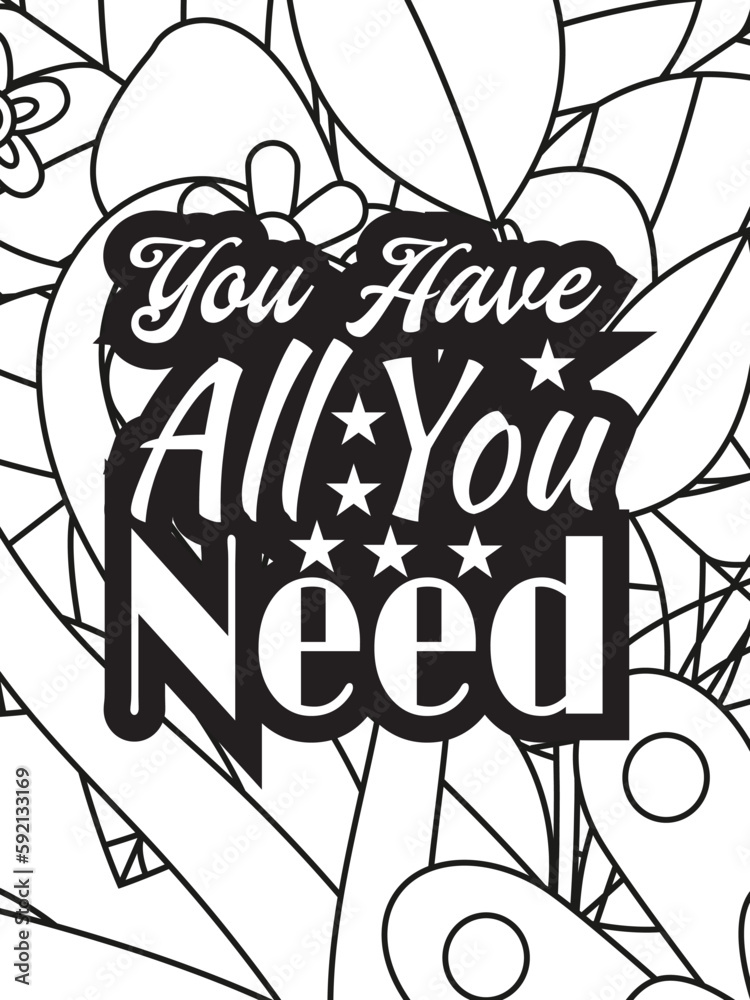 Religious Quotes Coloring pages. Coloring page for adults and kids. Vector Illustration.