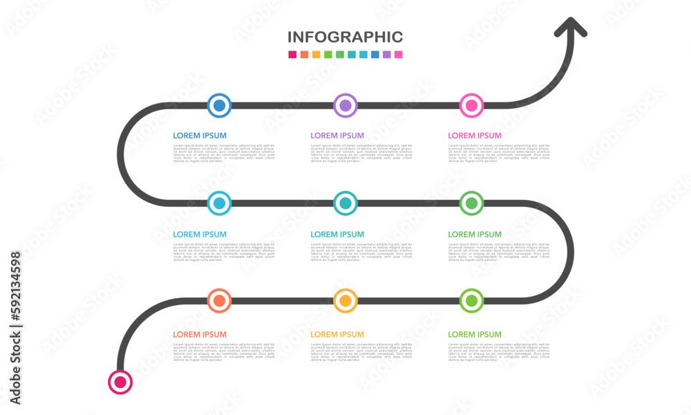 10-point timeline infographic business success. Vector illustration ...