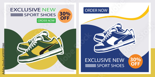 Special sale offers social media post design. Sport fashion shoes brand product. Social media banner post template. Shoe ad banner design, shoe social media banner, web ads. Vector.