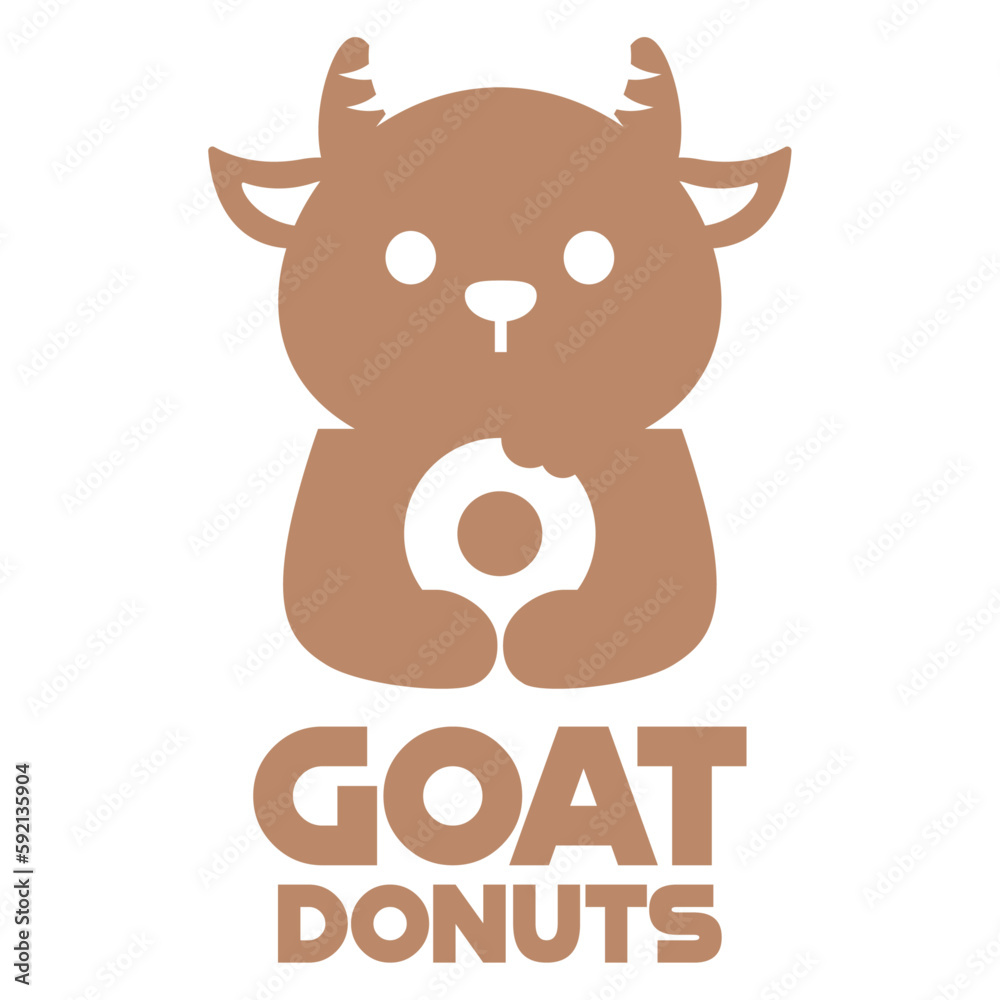 Modern mascot flat design simple minimalist cute goat lamb donut logo icon design template vector with modern illustration concept style for cafe, bakery shop, restaurant, badge, emblem and label Modern mascot flat design simple minimalist cute goat lamb donut logo icon design template vector with modern illustration concept style for cafe, bakery shop, restaurant, badge, emblem and label