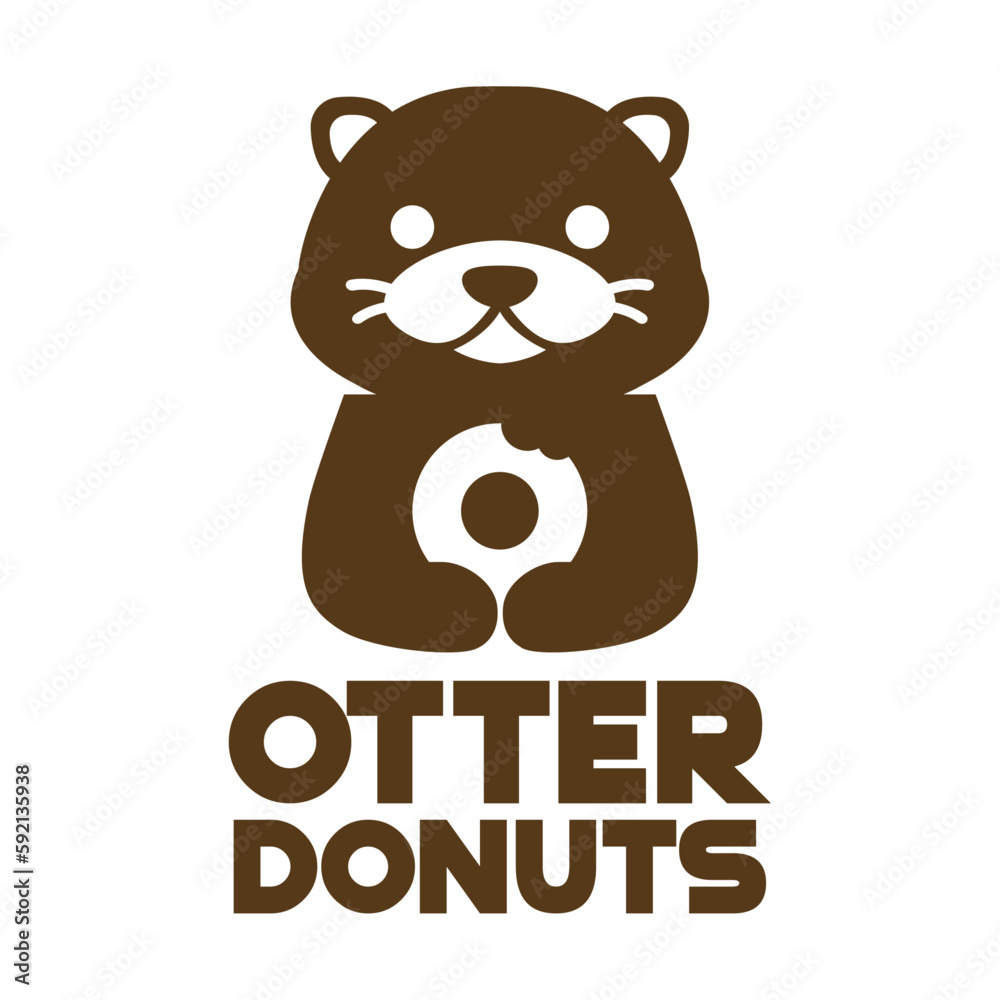 Modern mascot flat design simple minimalist cute otter donut logo icon design template vector with modern illustration concept style for cafe, bakery shop, restaurant, badge, emblem and label Modern mascot flat design simple minimalist cute otter donut logo icon design template vector with modern illustration concept style for cafe, bakery shop, restaurant, badge, emblem and label