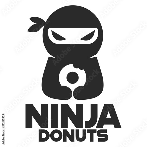 Modern mascot flat design simple minimalist cute ninja donut logo icon design template vector with modern illustration concept style for cafe, bakery shop, restaurant, badge, emblem and label