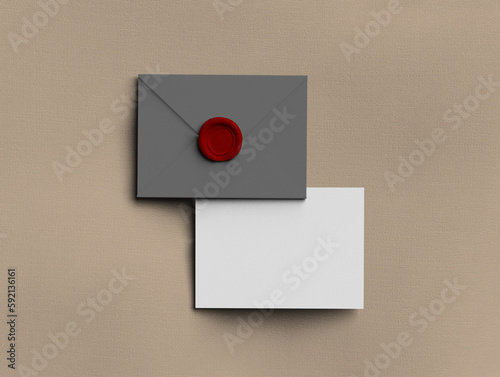 Envelope and paper in brown background 2