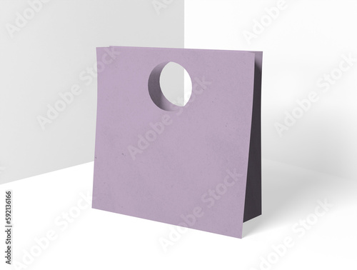 Purple paper bag in clean background