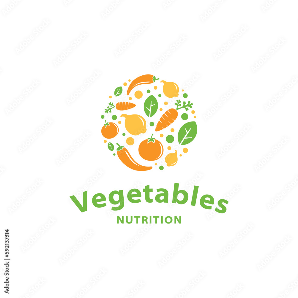 Vegetables logo design. abstract cartoon food concept Vegetables logo design. abstract cartoon food concept