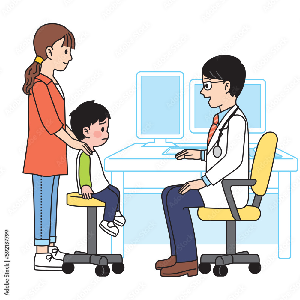 受診する親子・男の子 受診する親子・男の子
