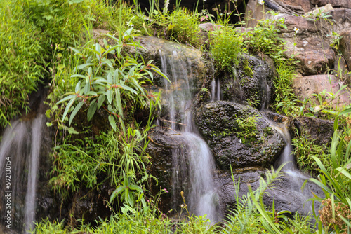 Small waterfall decorates the park at Daan Park  Taipei City  Taiwan