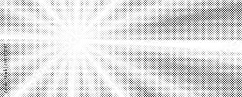 Sun rays halftone background. White and grey radial abstract comic pattern. Vector explosion abstract lines backdrop