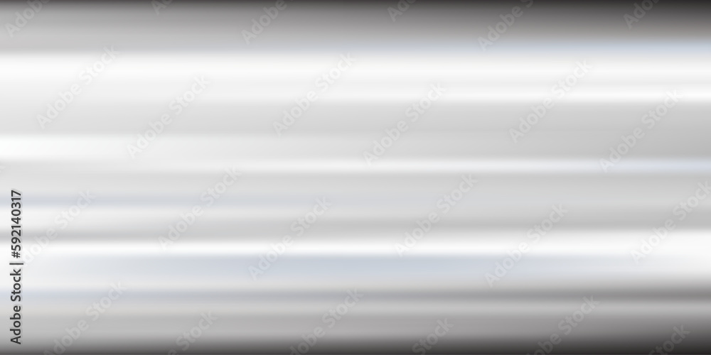 Silver foil background. Metal gray textured shiny gradient. Stainless glossy surface with reflection. Realistic chrome backdrop with folds. Vector illustration