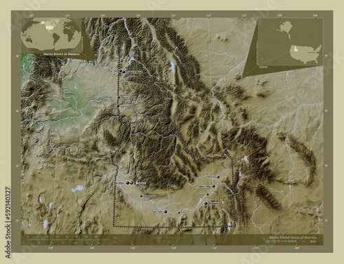 Obraz na płótnie Idaho, United States of America. Labelled points of cities w salonie