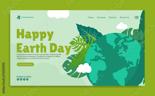 World earth Day Landing page template design