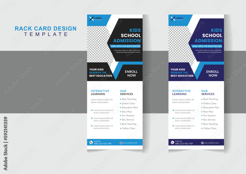 Promotion banner rack card rollup dl flyer kids Back to school admission design template