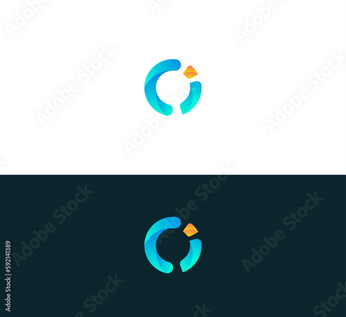 CI, IC, O, OI, IO letter logo design template elements. Modern abstract digital alphabet letter logo. Vector illustration. 3D Colorful CI, IC letter logo.