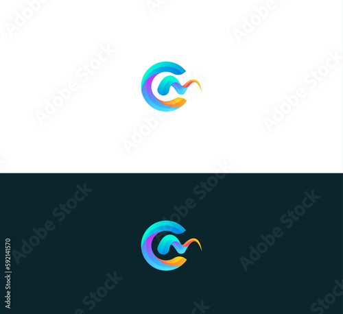 Abstract letter CM, MC logo. 3D colorful CM, MC letter logo.
