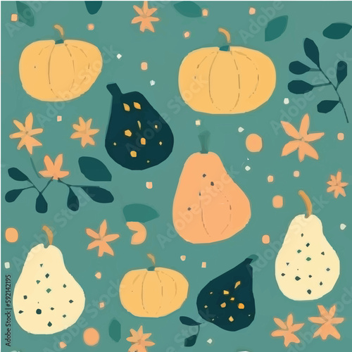 cute simple winter squash pattern, cartoon, minimal, decorate blankets, carpets, for kids, theme print design 