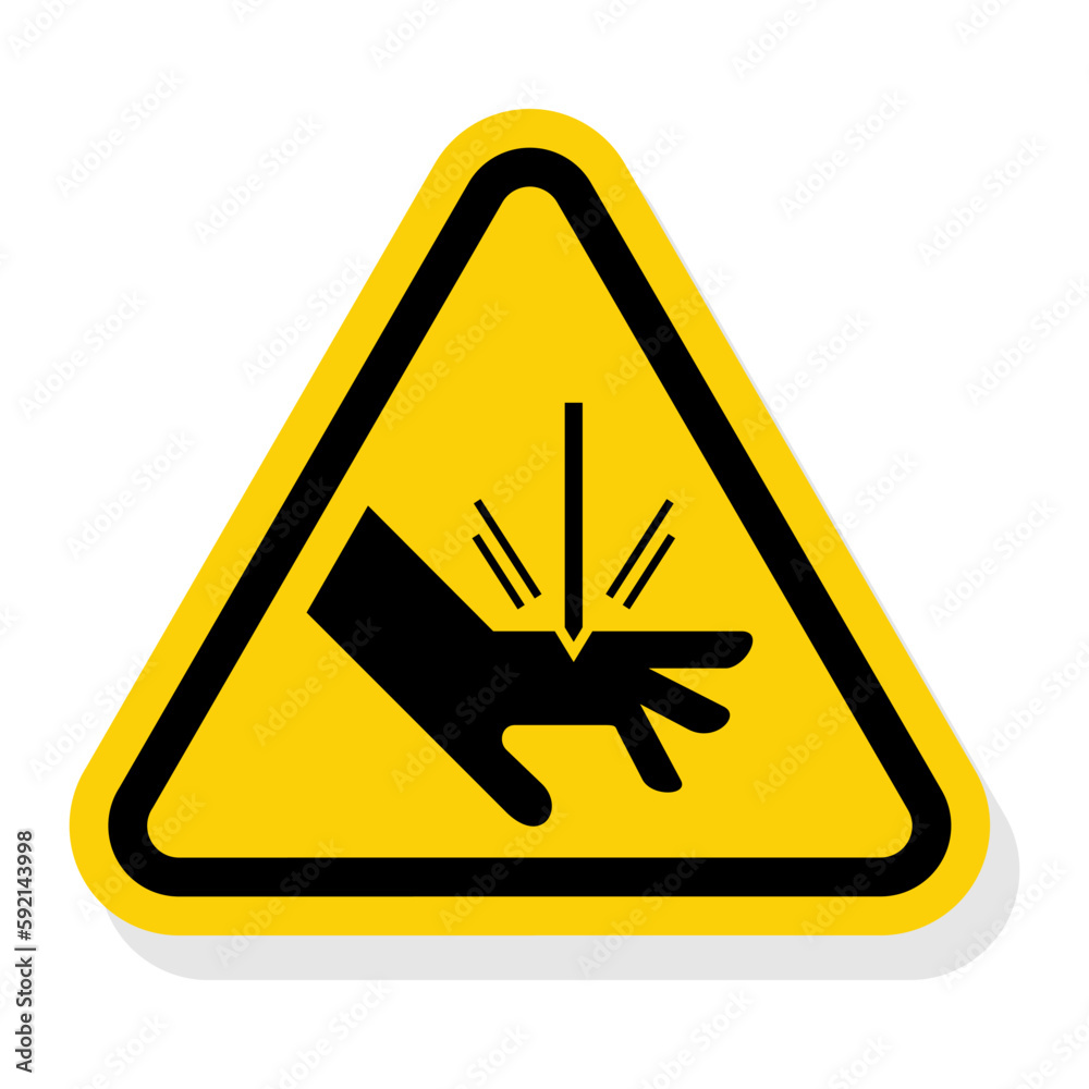 ISO Triangle Warning Sign: Cut or Sever Hazard Symbol ISO Triangle Warning Sign: Cut or Sever Hazard Symbol