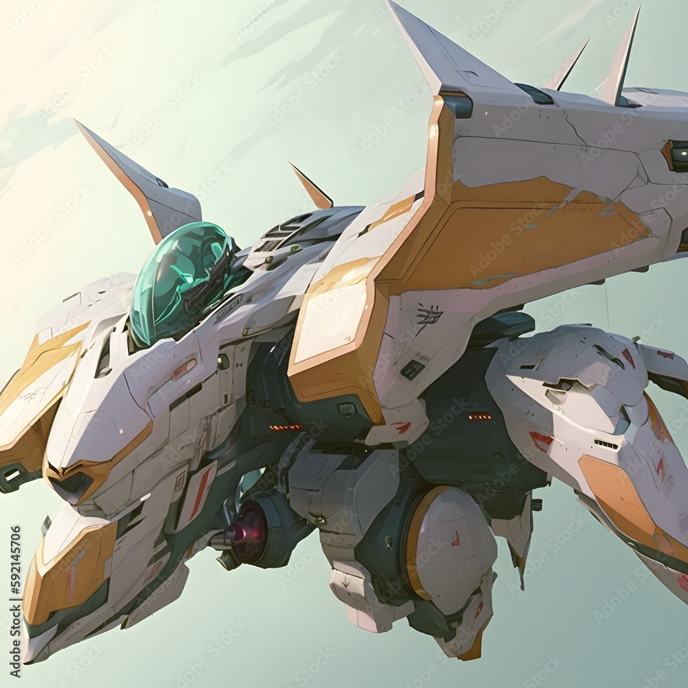 mech robot transformed into a space fighter jet sleek slim very large ...