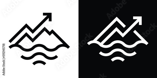 mountain and arrow financial design logo icon line vector illustration