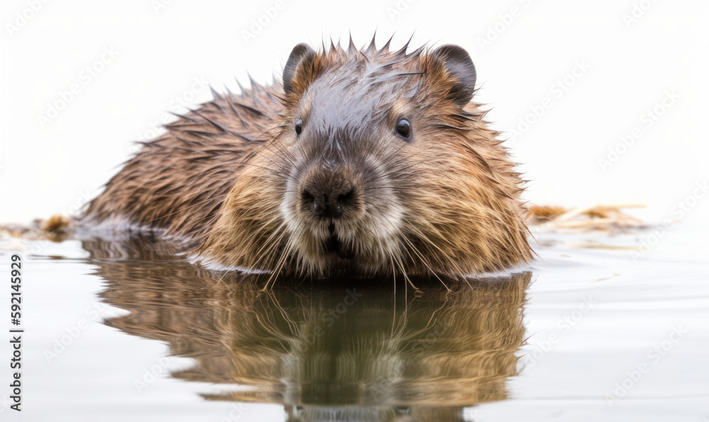 photo of Beaver isolated on white background. Generative AI photo of Beaver isolated on white background. Generative AI
